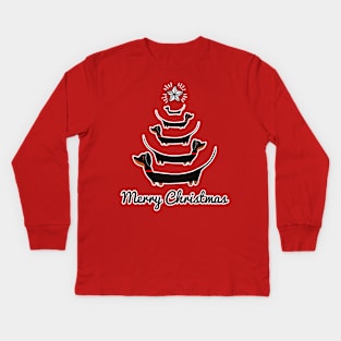 Dachshund Christmas Tree Shirt - Merry Dachsmas Wiener Dog Kids Long Sleeve T-Shirt